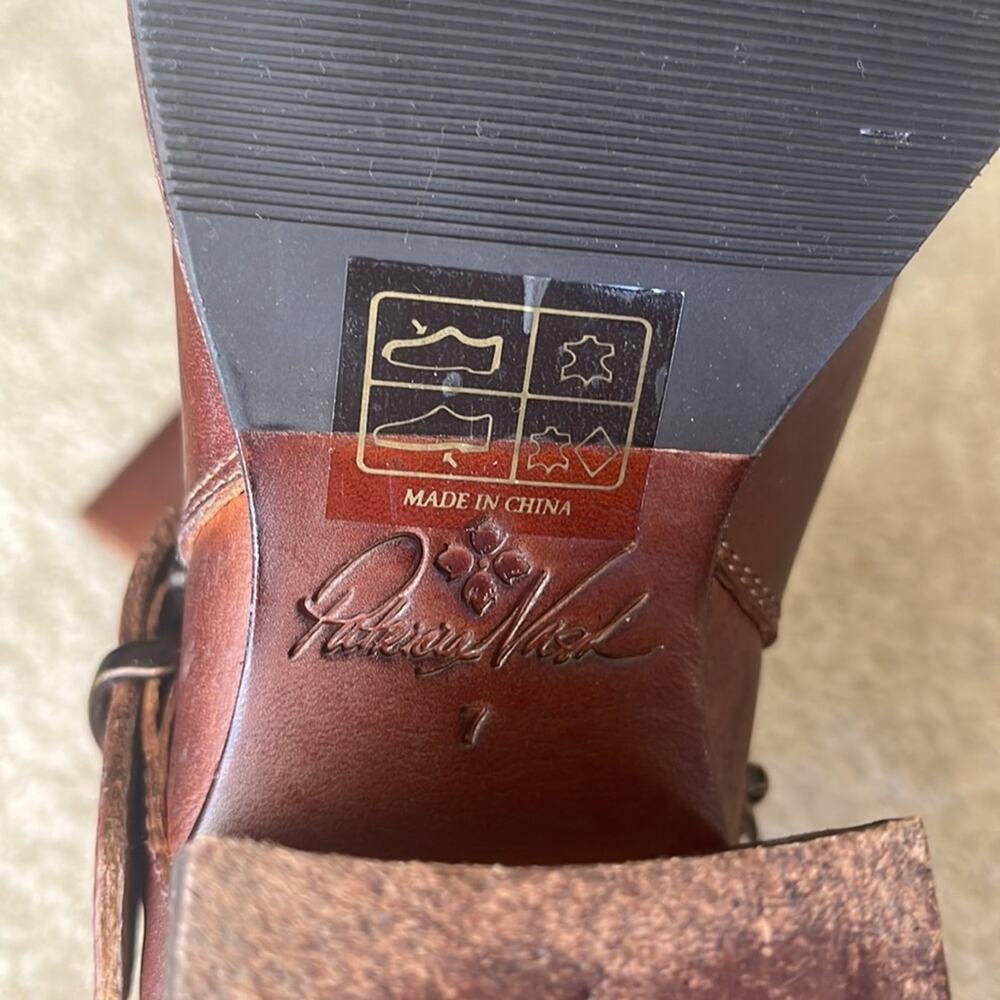 Patricia Nash Lombardy Brown Leather Buckle Chunky Heel Mid Western Cowgirl Boot - Picture 14 of 15